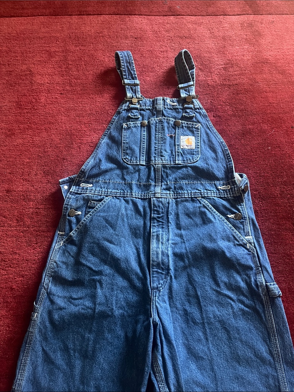 Carhartt Vintage 90’s Blue Navy Dungarees-overalls Carpenter - Picture 2 of 7